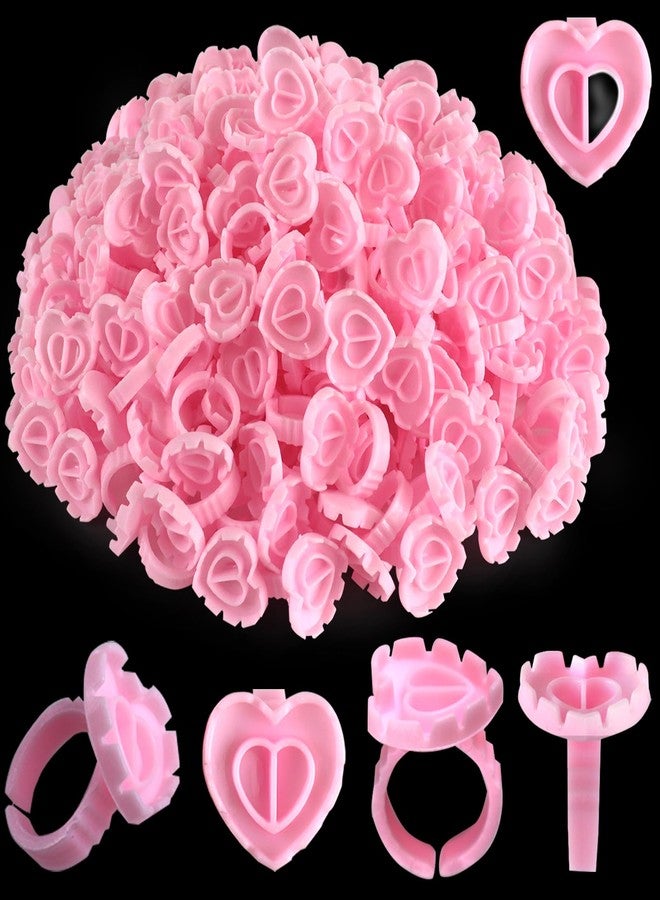 TKYZMS 300PCS Pink Disposable Glue Rings for Eyelash Extensions, Adjustable Pigment Holder Cups for Eyebrow Eyeliner Nail Art, Flexible Plastic Lash Rings, Lightweight Professional Beauty Supplies - Image 1